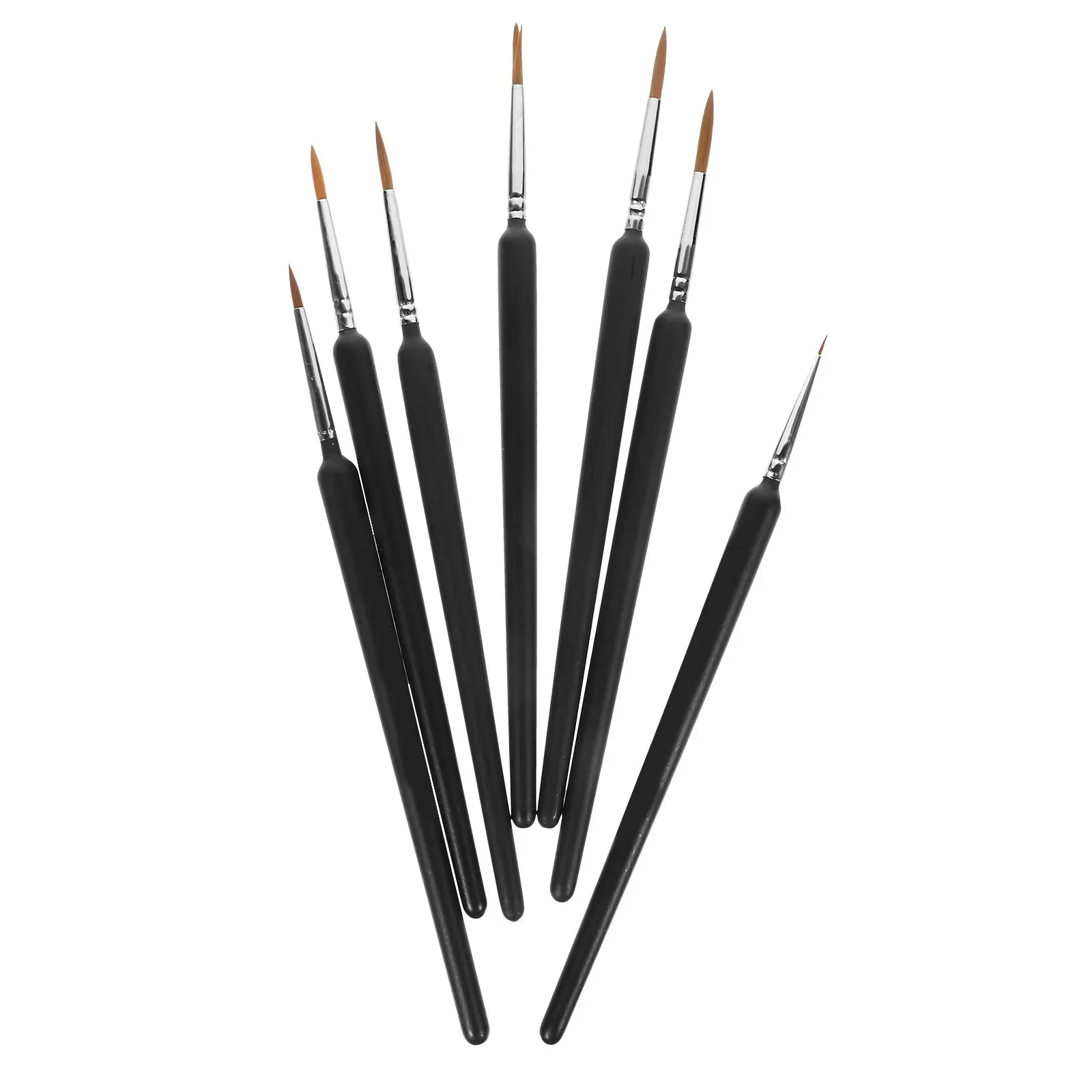 7Pcs Liner Wolf Hair Brushes Set Various Sizes Detail Painting Miniatures Acrylic Watercolor Oil Gouache Art Tools