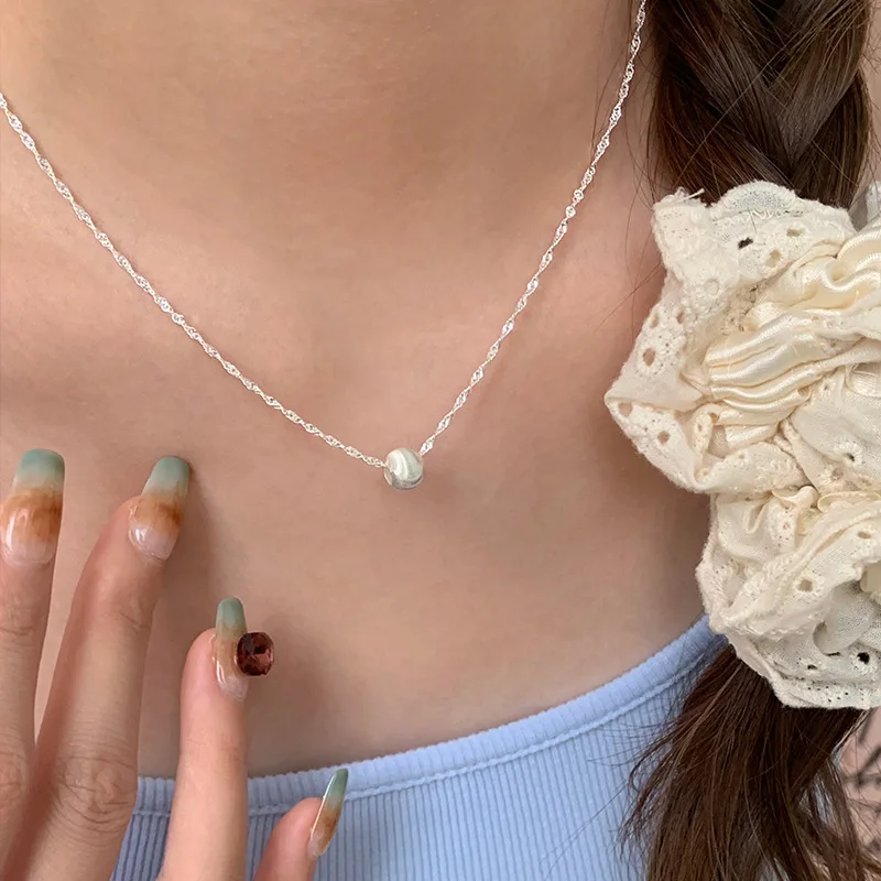 

925 Sterling Silver Simple Style Necklace Personalized Charm Woman Pendant Choker Birthday Gift for Friends Exquisite Jewelry