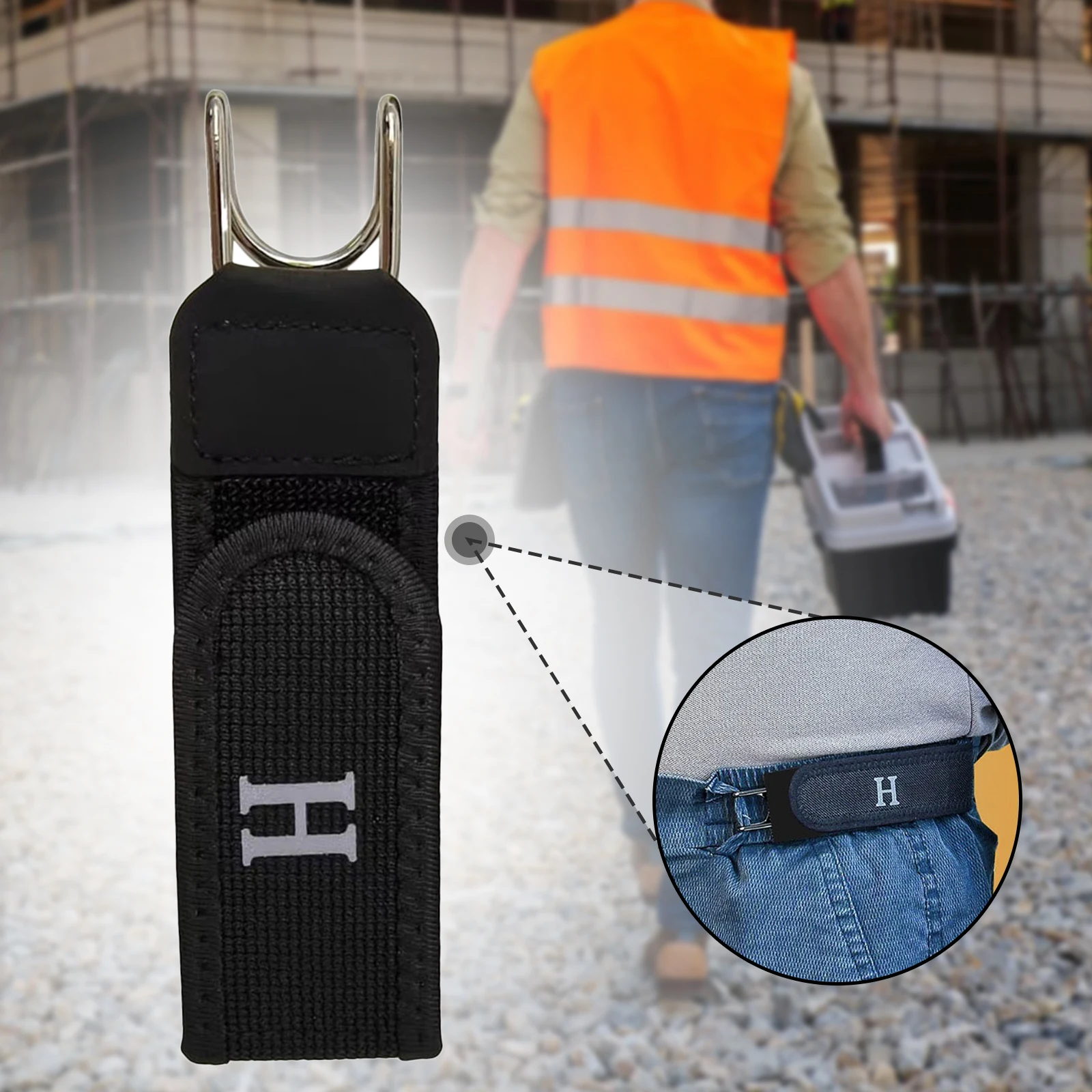No Buckle Stretch Belt for Jeans Portable Stylish Metal Hook Buckleless Belt Black Outdoor Work Convenient Universal Waistband