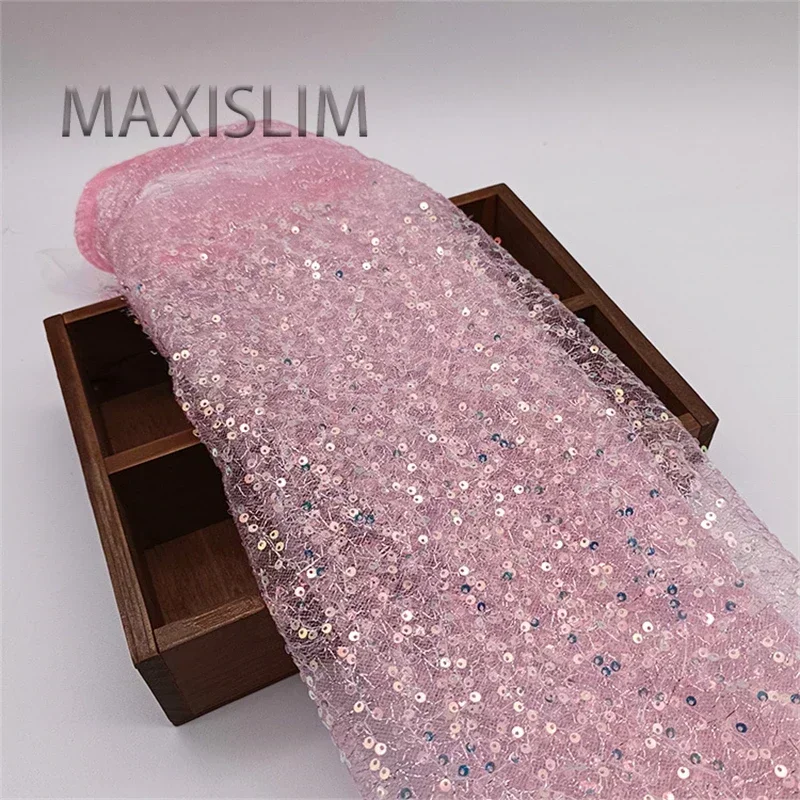 3MM Mesh Sequin Fabric DIY Design Sewing Children\'s Clothing Dress Fabric Glitter Fabric For Important Occasion Wide：125CM