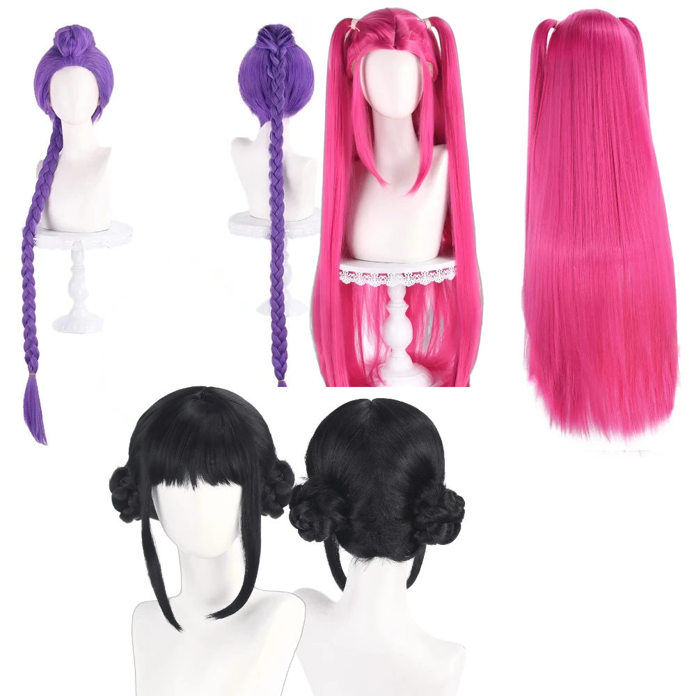 

Movie Anime Cosplay Wigs Halloween Party Wig Purple Pink Black Synthetic Hair Female Costume Accessories Comic-Con Stage Props