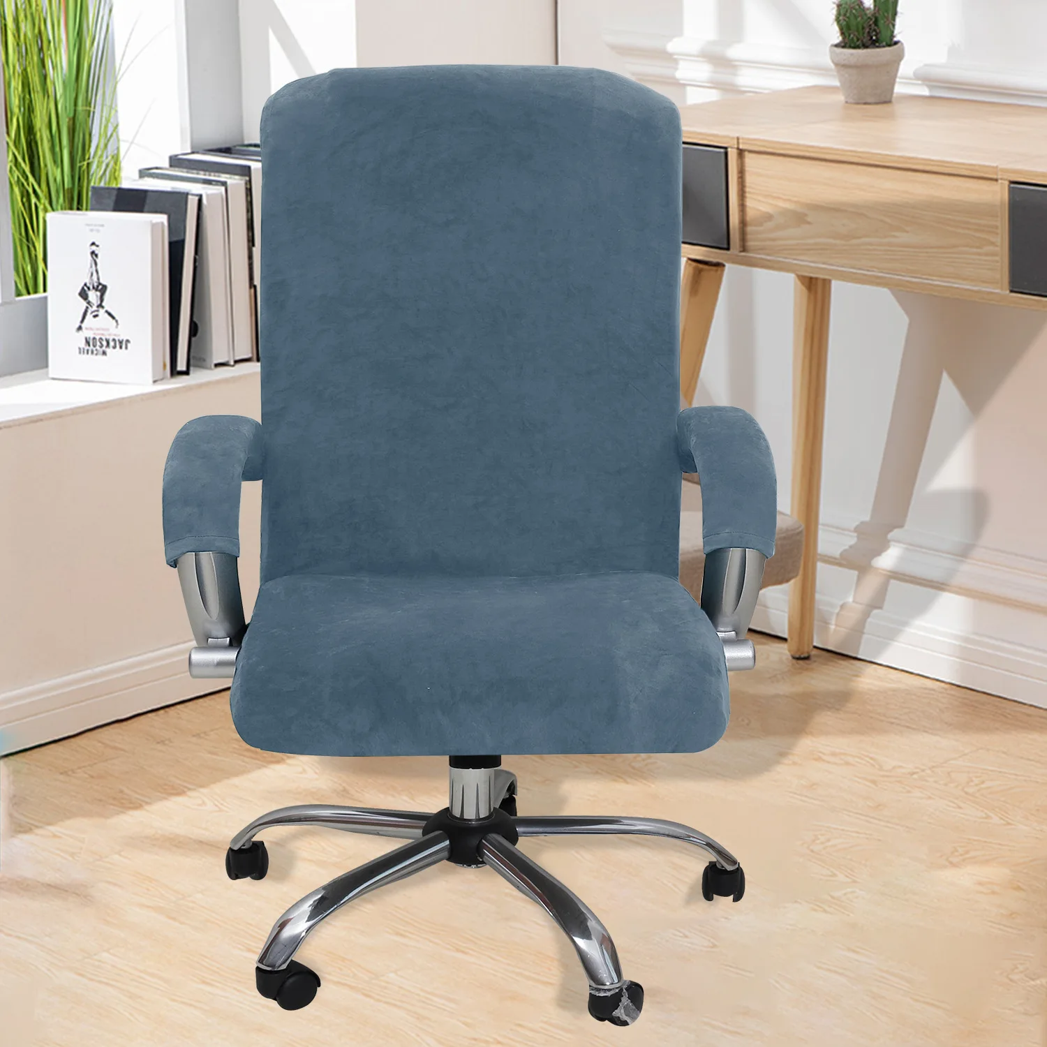 

New Elastic Stretch Velvet Office Chair Cover Rotate Swivel Computer Chair High Back Protector Arm Covers Chair Slipcover