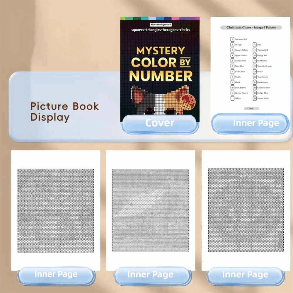 DIY Painting Mystery Mosaics Coloring Book Hand Drawn Relaxation Drawing Workbook Number Painting Artistic