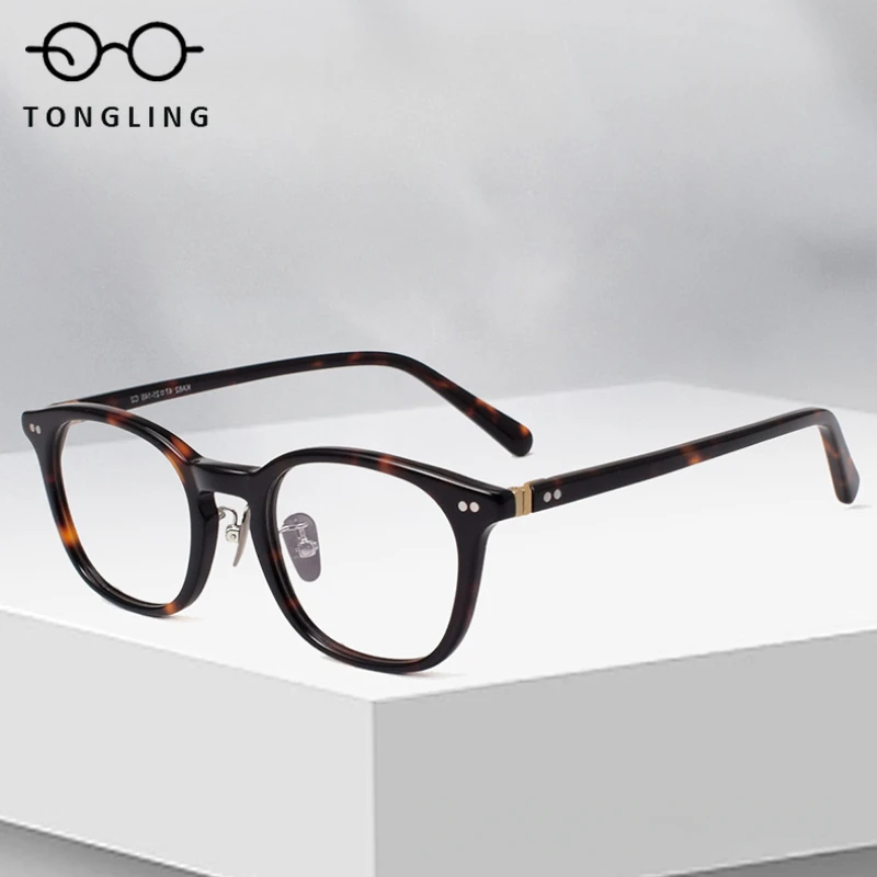 

2025 High quality new acetate women frame Square full frame minimalist style men frame can be equipped with prescription lenses