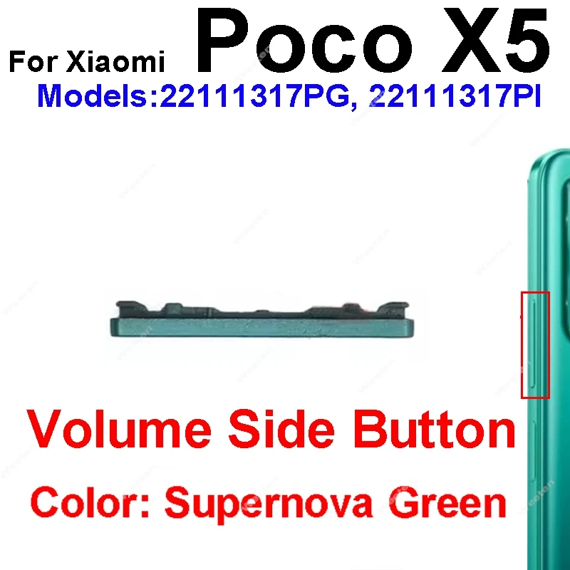 Power+Volume Switch Side Keys For Xiaomi Poco X5 X6 Pro X6 Neo Control Power Side Buttons Replacement Repair Parts