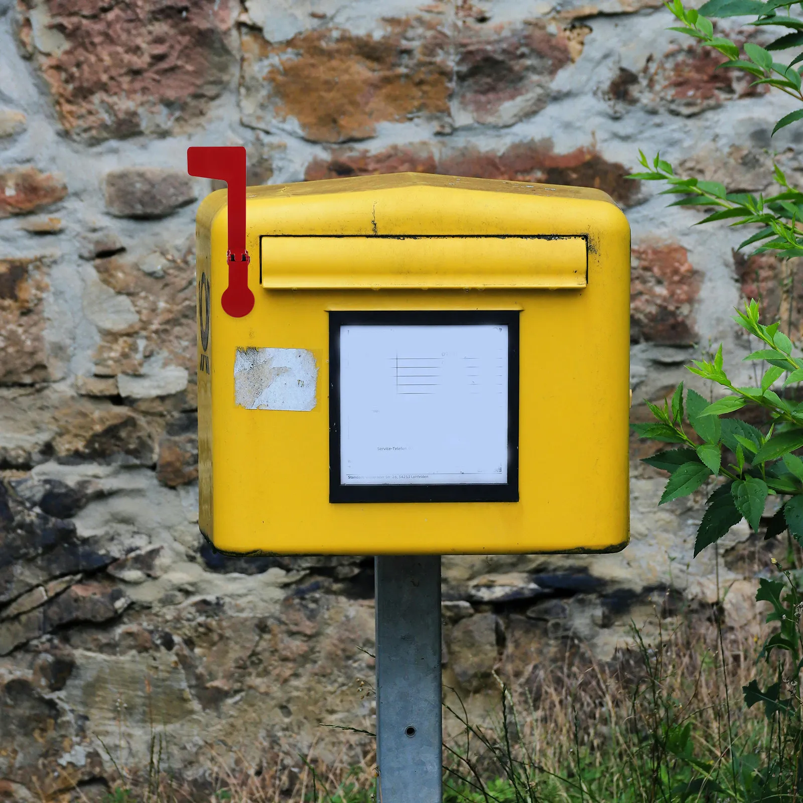 Foldable Red Mailbox Flag Replacement Stainless Steel Weather Resistant Mail Arrival Notification Flag for Outdoor Post Box Wall
