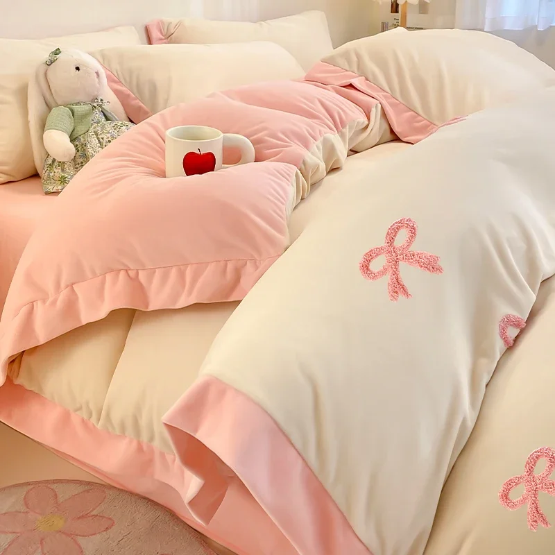 

Crystal fleece bed four-piece set autumn and winter coral fleece fleece thickened double-sided winter