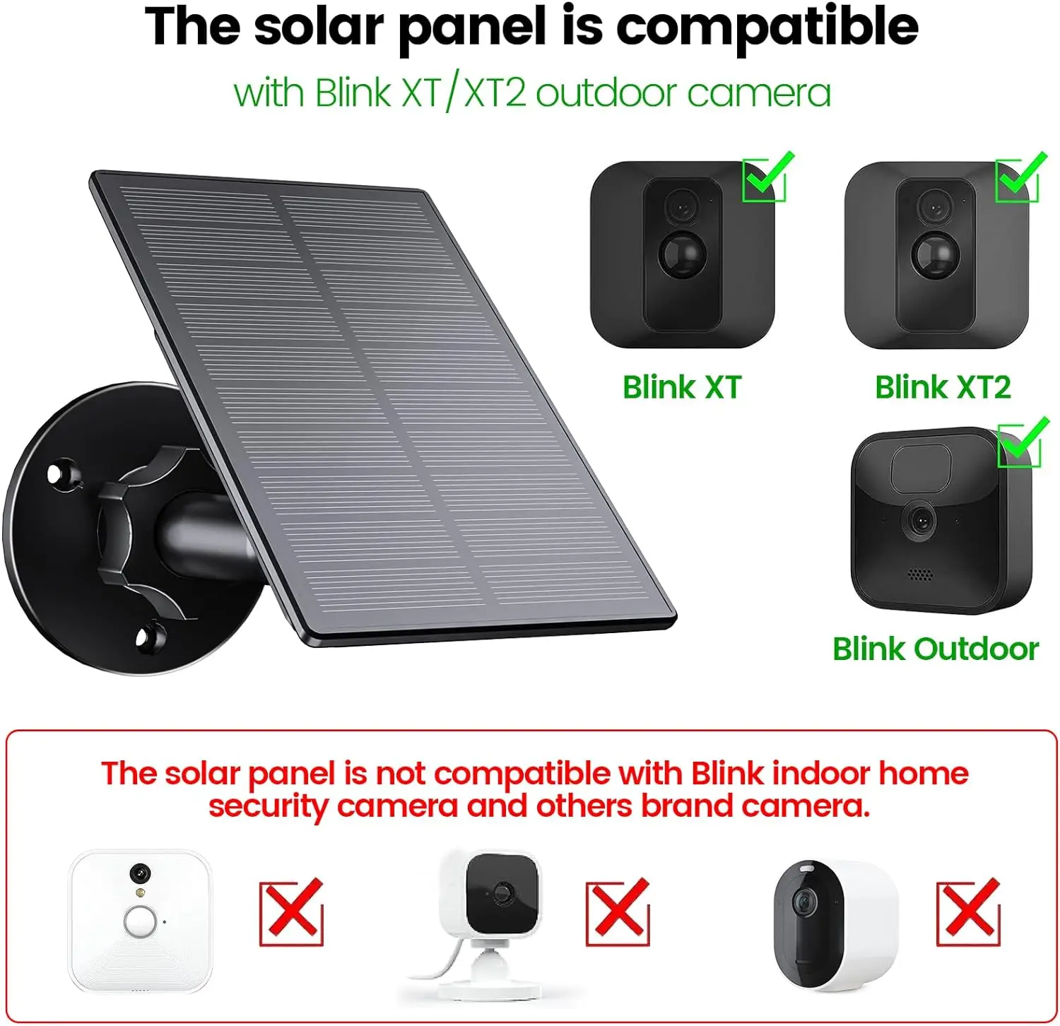 Solar Panel For Blink Camera ,Outdoor Solar Panel With Battery Compatible with Blink XT XT2 Camera, Waterproof Plug, 9.8ft Cable