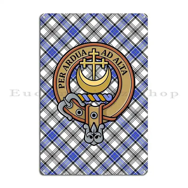 clan hannay crest over tartan Metal Plaque Cinema Pub Design Cave Design Tin Sign Poster