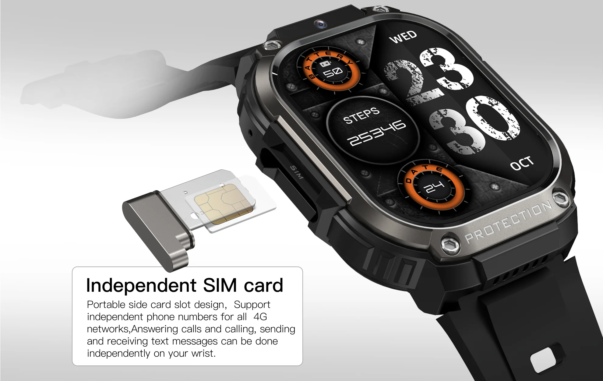 TLCRETE OEM رخيصة DM63 ساعة ذكية شعار مخصص أندرويد 8.1 بطاقة SIM دعم مقاوم للماء IP67 سيليكون الفرقة نشاط المقتفي البريد الإلكتروني