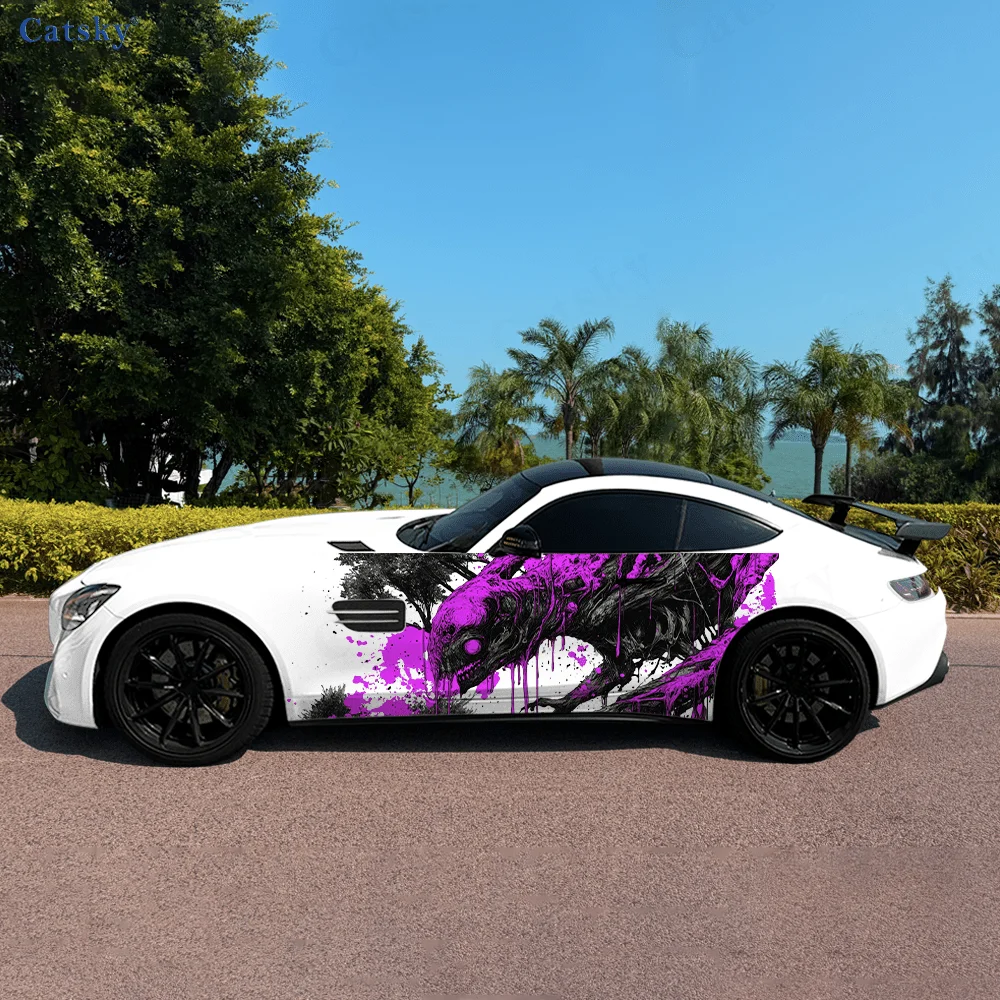 Monster Colorful Splash Car Vinyl Wraps Decal Self-adhesive PVC Sticker Suitable for Trucks SUV Decoration Auto Accessories Gift