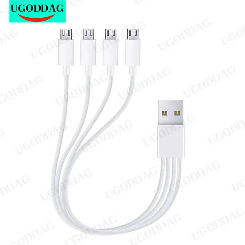 Cable divisor de 5V/2A USB 2,0 a Micro USB, 4 puertos, Cable de carga rápida para teléfono Android, Banco de energía, batería AA AAA