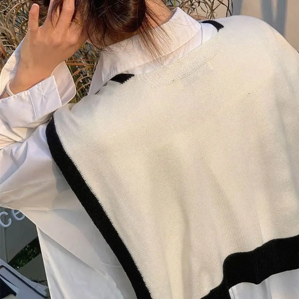 Fashion Fiber Knitted Shawl Knitted Striped Detachable Collar Lace Tie Keep Warm Fake Collar Unisex