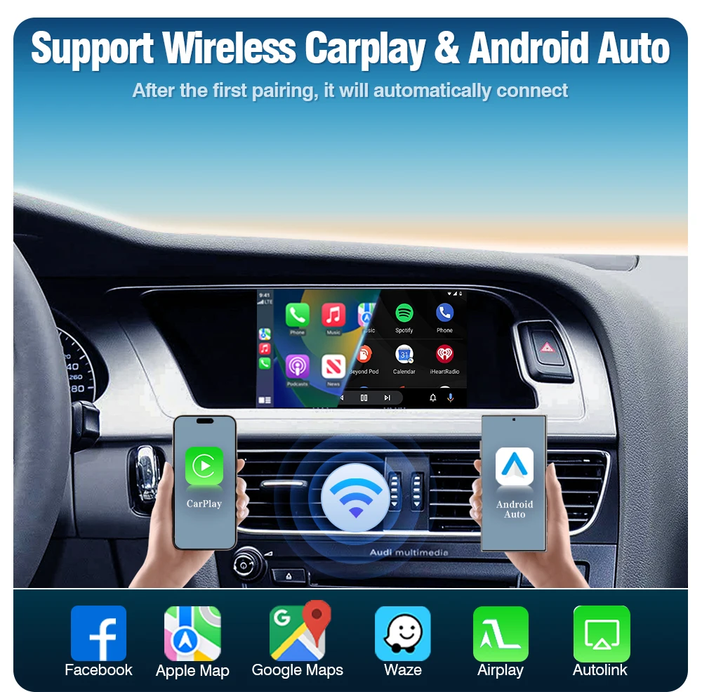 AUTOTOP Wireless DAB+ CarPlay Android Auto für Audi A4 B8 A5 S4 S5 Q5 MMI 3G mmi 3g AirPlay Mirror Link Unterstützte Kamera GPS BT – Detail 5