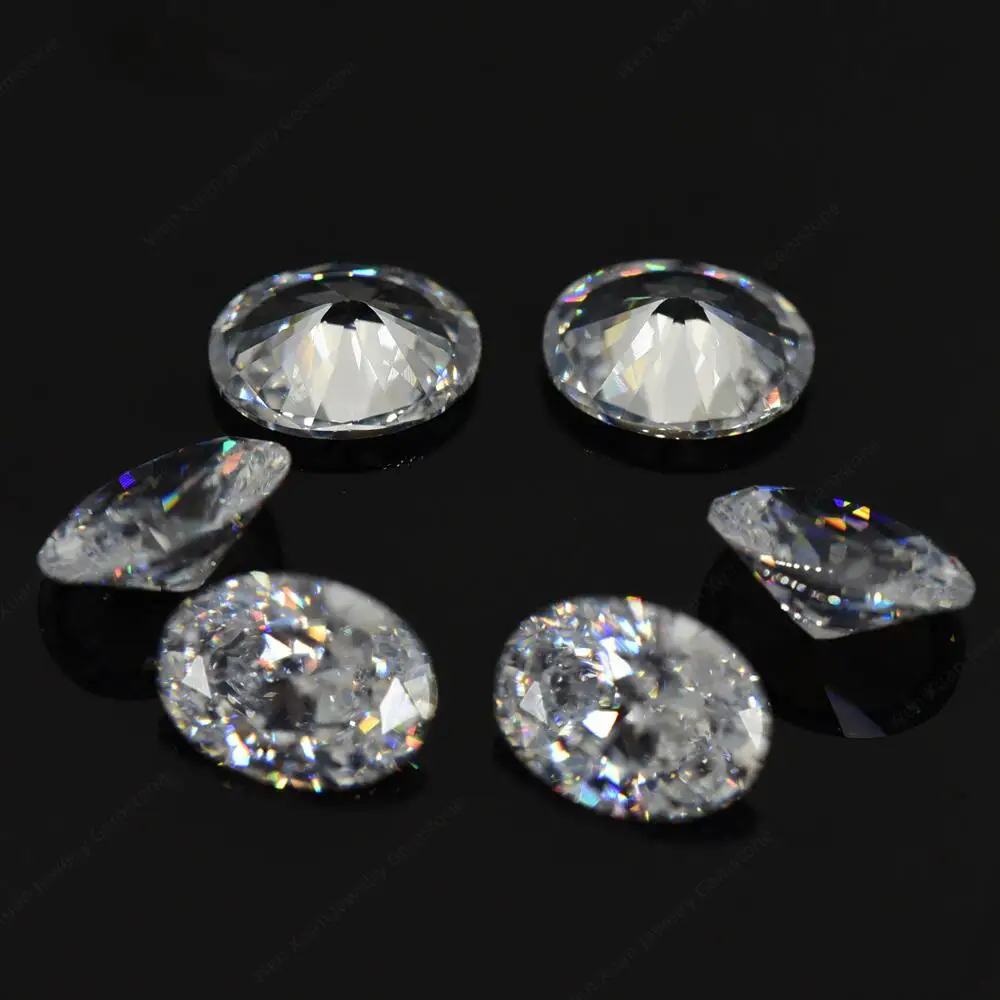 Oval Shape Cut 5A White CZ Stone Synthetic Gems Size 2x3~18x25mm Loose Cubic Zirconia Beads For   Wholesale DIY for  