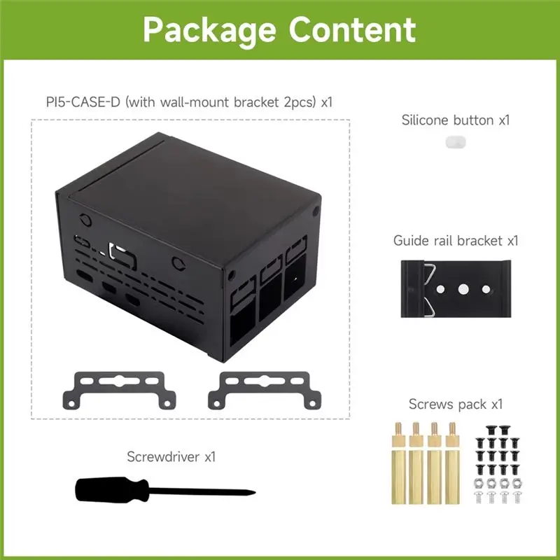 B50B-Industrial Grade Metal Case (D) For Raspberry Pi 5, Larger Internal Space, Supports Installing Official Cooling Fan