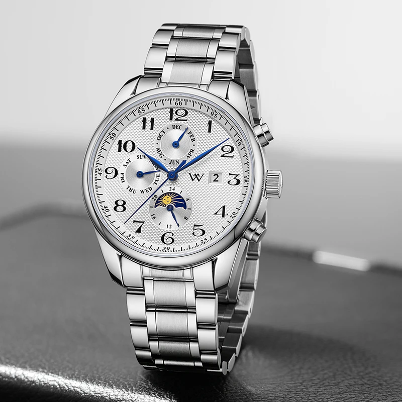 WM Watches Men's Luxury Sapphire Automatic Mechanical Watch 40mm Stainless Steel Waterproof Watch Welly Merck Watch WM169M