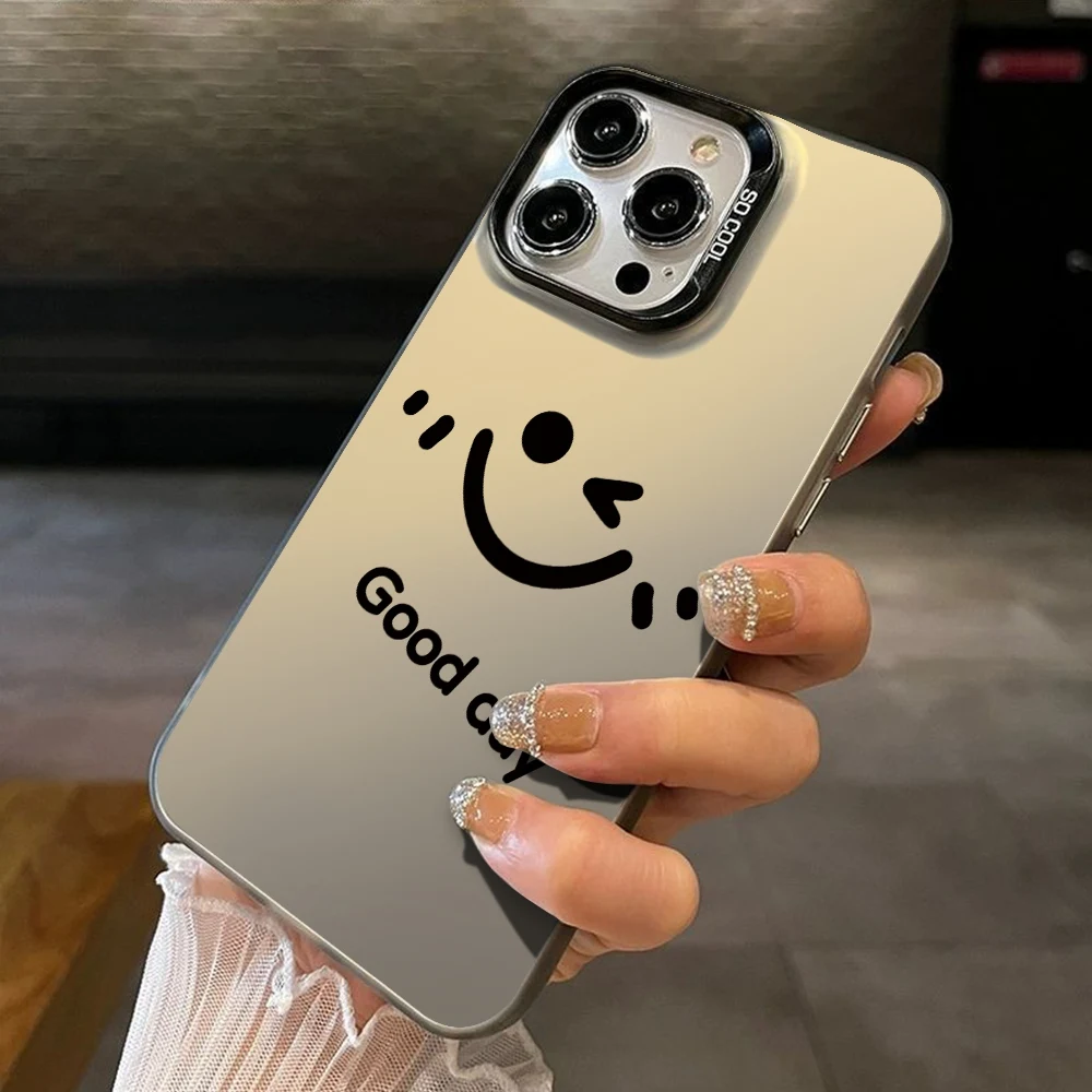 Phone Case For Infinix Hot 40 Pro 40i 30i 10T 10S 10 Lite 9 11 30 Play NFC Luxury Cute Smiley Face Matte IMD Plating Hard Cover