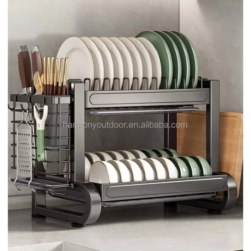 Hot Selling Multifunction Stainless Steel Drying Dish Rack for Plate Dish Pot Bowl  Multi-storeyed Kitchen Storage Shelf Dish Dr
