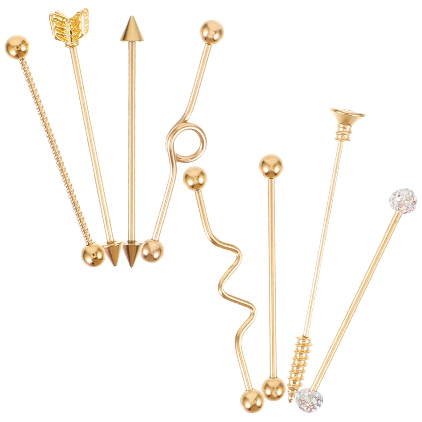 Set di viti per espansione orecchio da 8 pezzi, gioielli penetranti, borchie, frecce industriali, orecchini con bilanciere