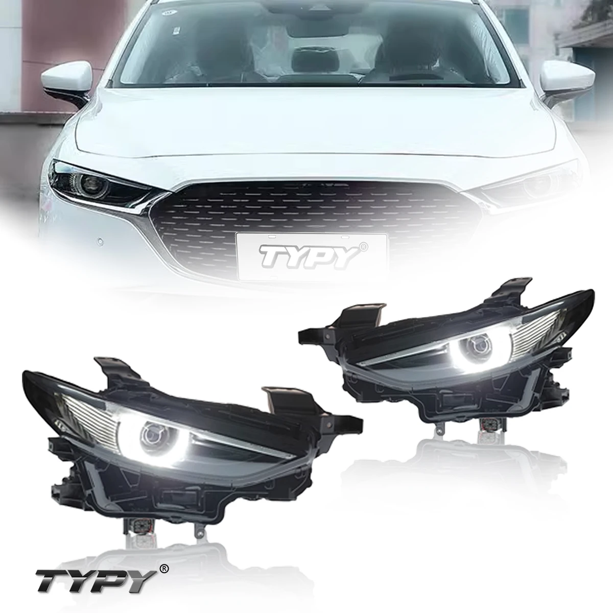 

TYPY New LED Headlight Upgrade Modified Full Head Lamp For Mazda 3 Axela 2020-2023 Turn Signals Daytime Running Lights