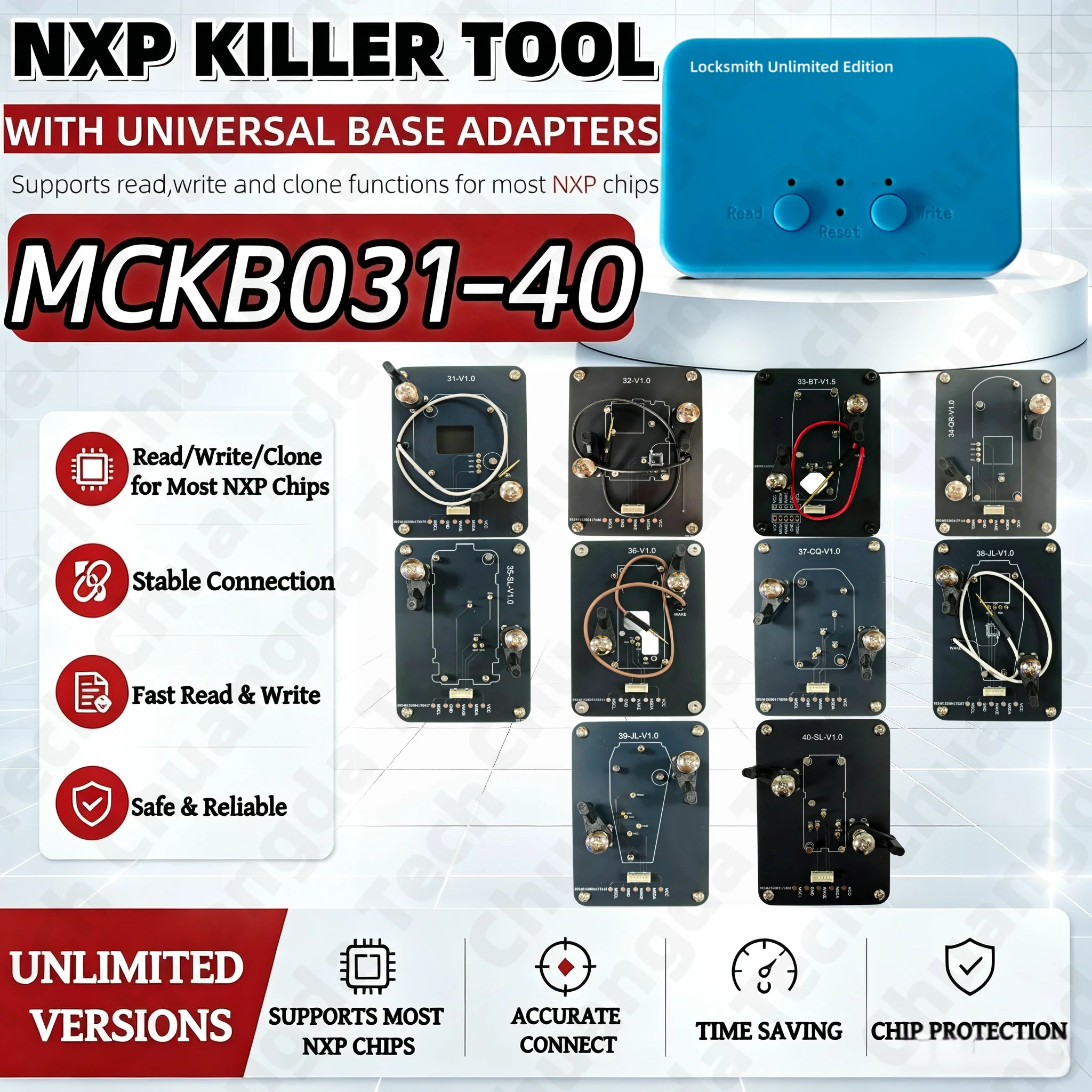 For Nxpkiller No.31-40 Adapter Compatible with Keydiy Xhorse Cg Kydz Device, Solder-Free Reading and Writing, Programming Socket for Jetour, Mitsubishi, Gwm, Suzuki