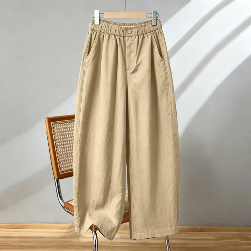 Summer Thin Wide Leg Pants Women's Slimming Balloon Pants Breathable Popular Large Size Nine Points Casual Knife Pants