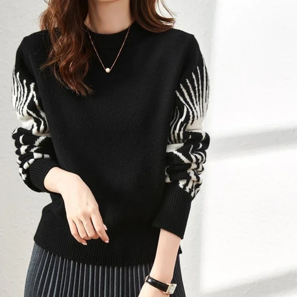 

Women's Sweater Round O Neck Pullovers Knit Tops For Woman Graphic Black Modern Y2k Fashion Korea Cheap And Korean Style Offers