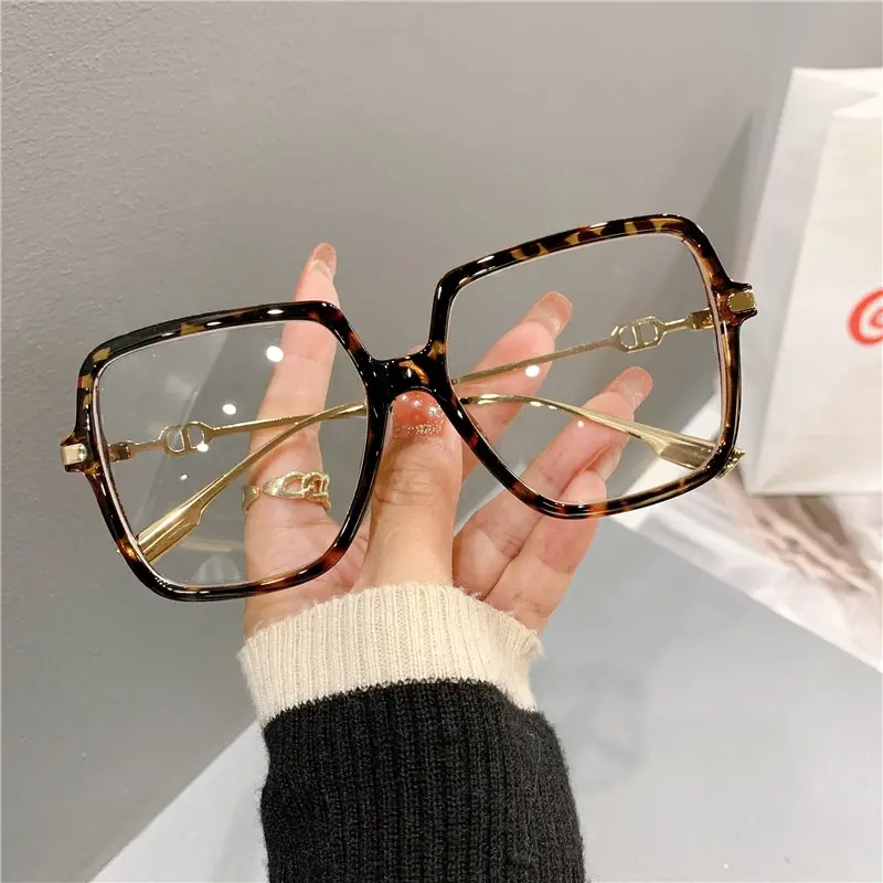Fashion Oversized Square Eyewear Retro Womens Light Bloking Metal Frame Glasses Trend Optical Computer Eyeglasses image 3