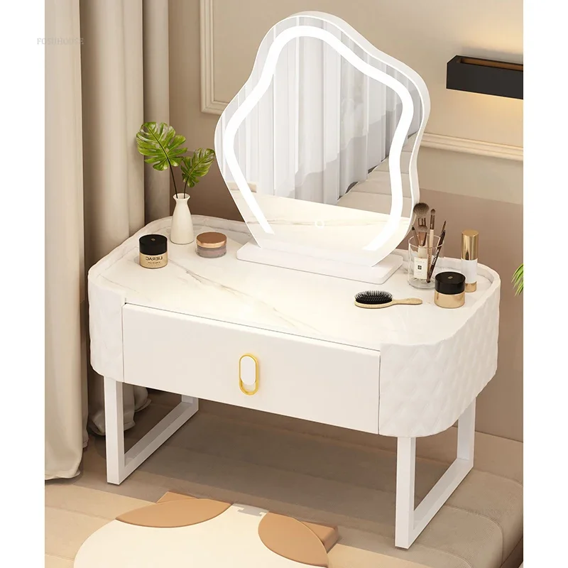 Mini Solid Wood Dressing Table for Bay Windows Modern Convenient Makeup Dressing Table Light Luxury Design Dresser for Bedroom