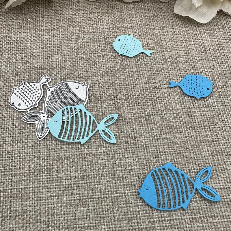 2Pcs Fish decoration Metal Cutting Dies Stencils For DIY Scrapbooking Decorative Handcraft Die Cutting Template Mold