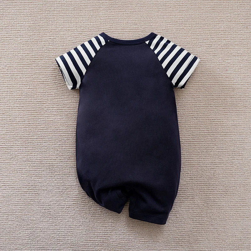 Baby Boy Romper Summer Astronaut Print Striped Short Sleeve Jumpsuit Newborn Infant Casual One Piece Outfit Kids Clothes 0-18M