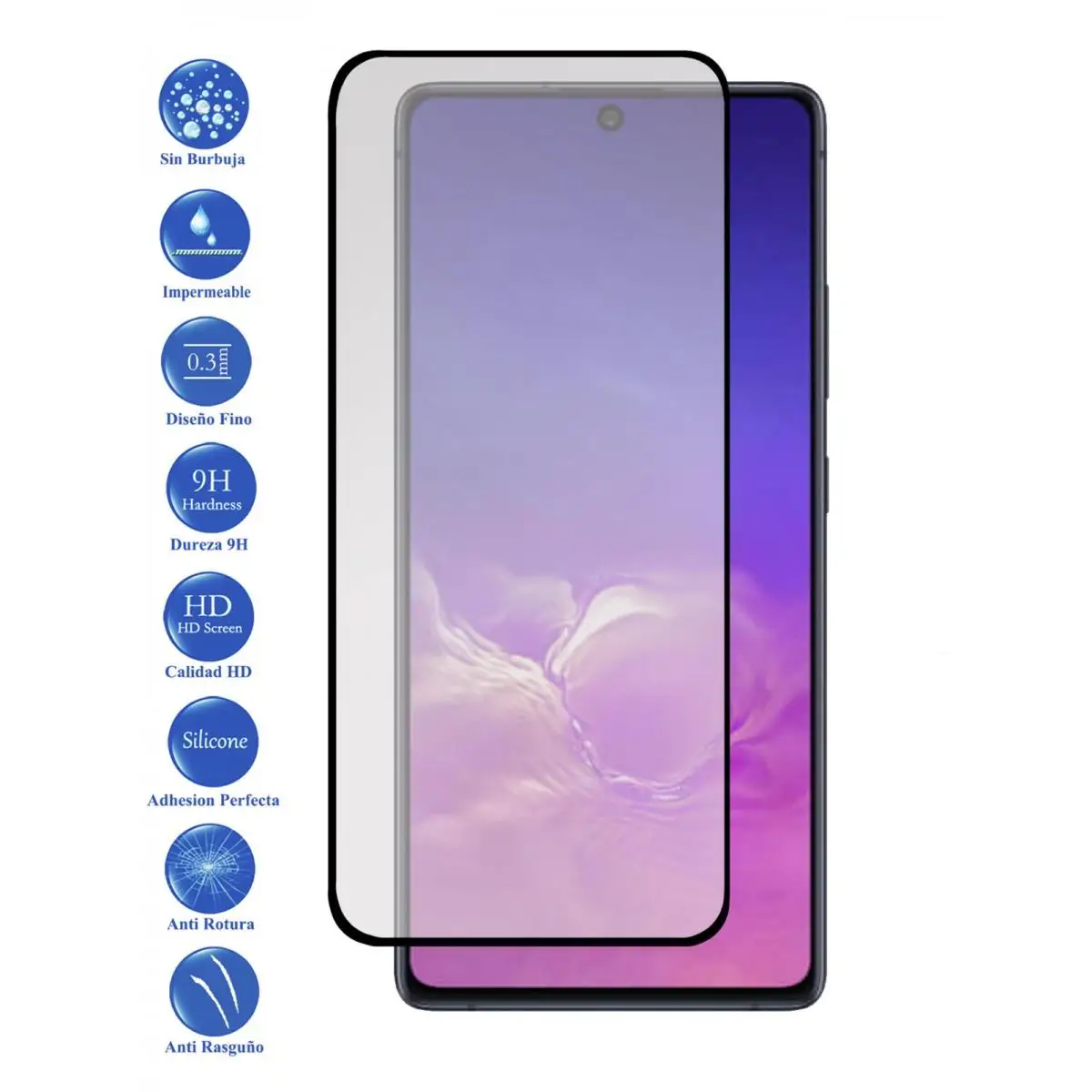 Galaxy S10 Lite 2020 tempered glass black 9H glass screen Protector for mobile-Todotumovil