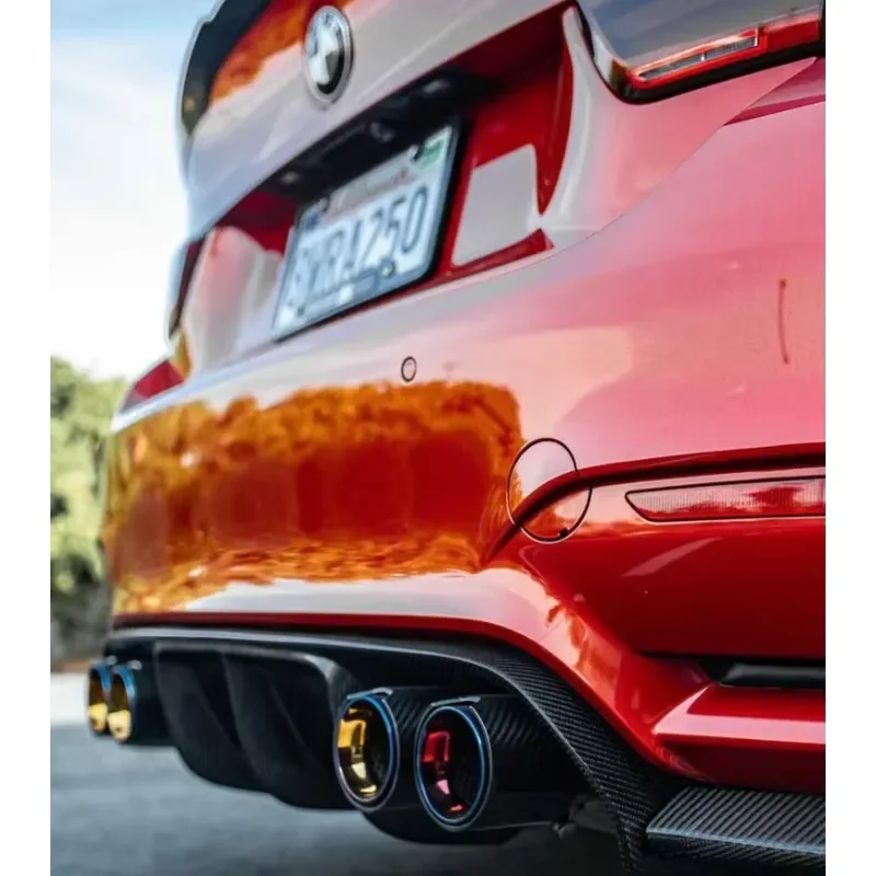 New MP Style Carbon Fiber Dual Exhaust Tip Burnt Blue 63mm Replacement for 2 Series Right/Left