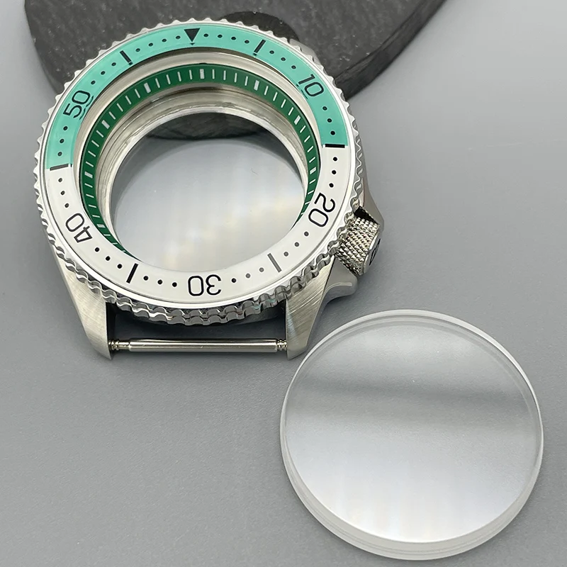 42mm NH35 Case SKx007 Watch Case Curved Glass Bezel Flat Double Sapphire Glass For NH35 NH36 Movement 28.5mm Dial 3.8 Crown
