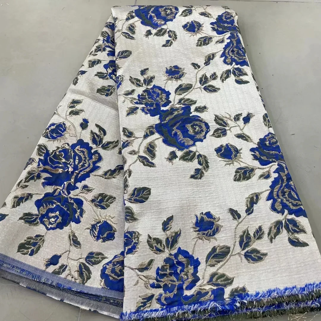 2025 New African Brocade Jacquard Lace Fabric Nigeria Gilding Material Floral Damask Brocard Tissu Lace Fabric For Dress PJK2501