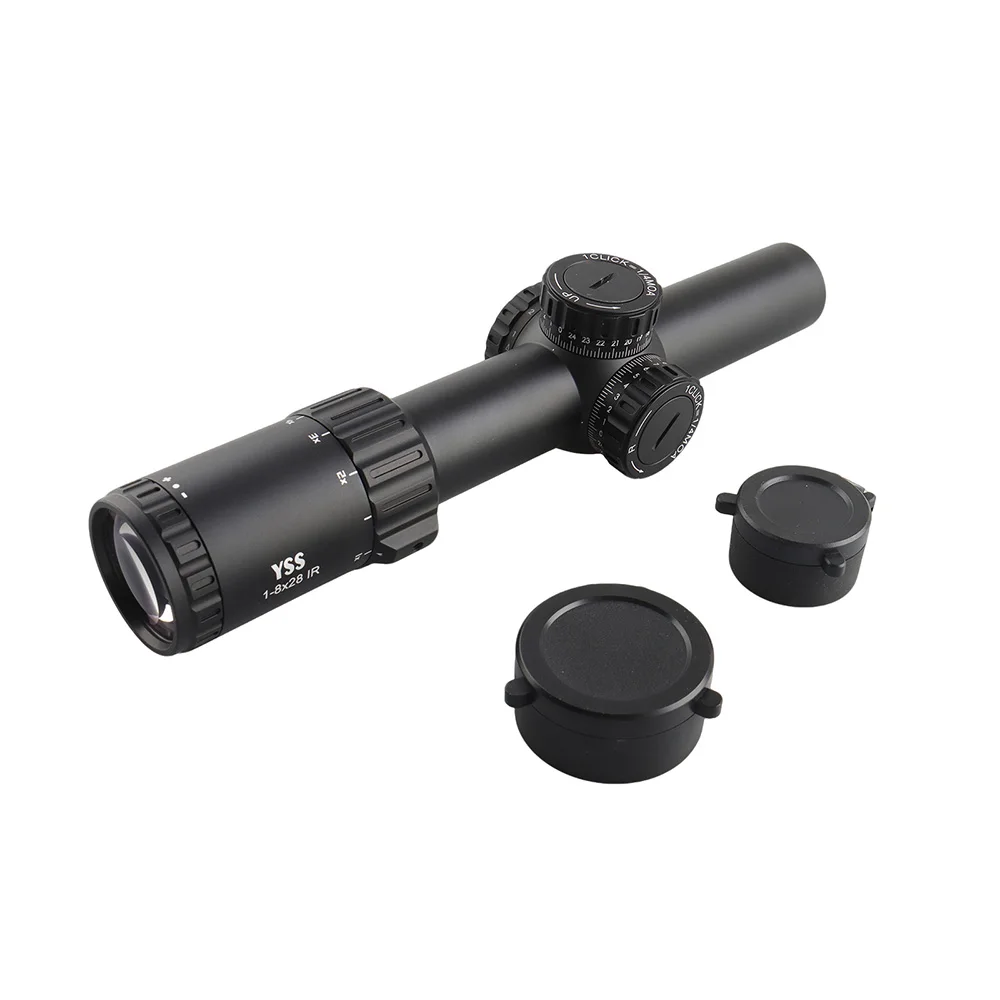 1-8x28 SFP Red Green Light Illuminated Scope 1000G Shockproof IPX7 Waterproof Optical Sight for Outdoor Hunting
