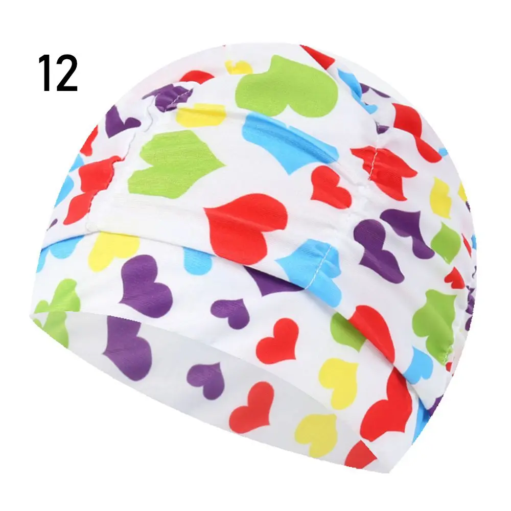 Men&Women Free size Ears Pleated Long Hair Protect Elastic Nylon Turban Swimming Cap Pool Bathing Hats