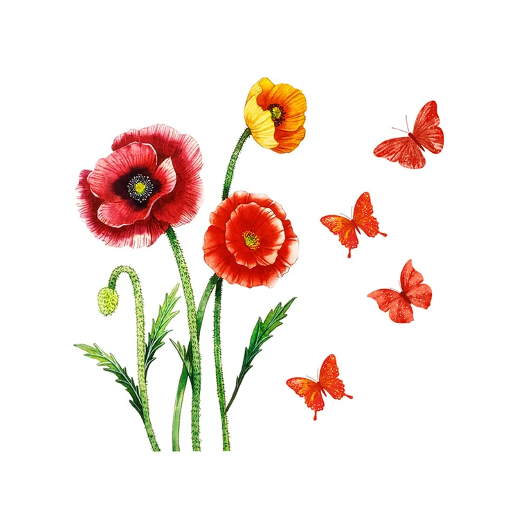 Blumen- und Schmetterlings-Schalteraufkleber für Wohnzimmer, Schlafzimmer, Dekoration, Wandbild, selbstklebende Heimdekoration, Tapeten-Wandaufkleber – Detail 7