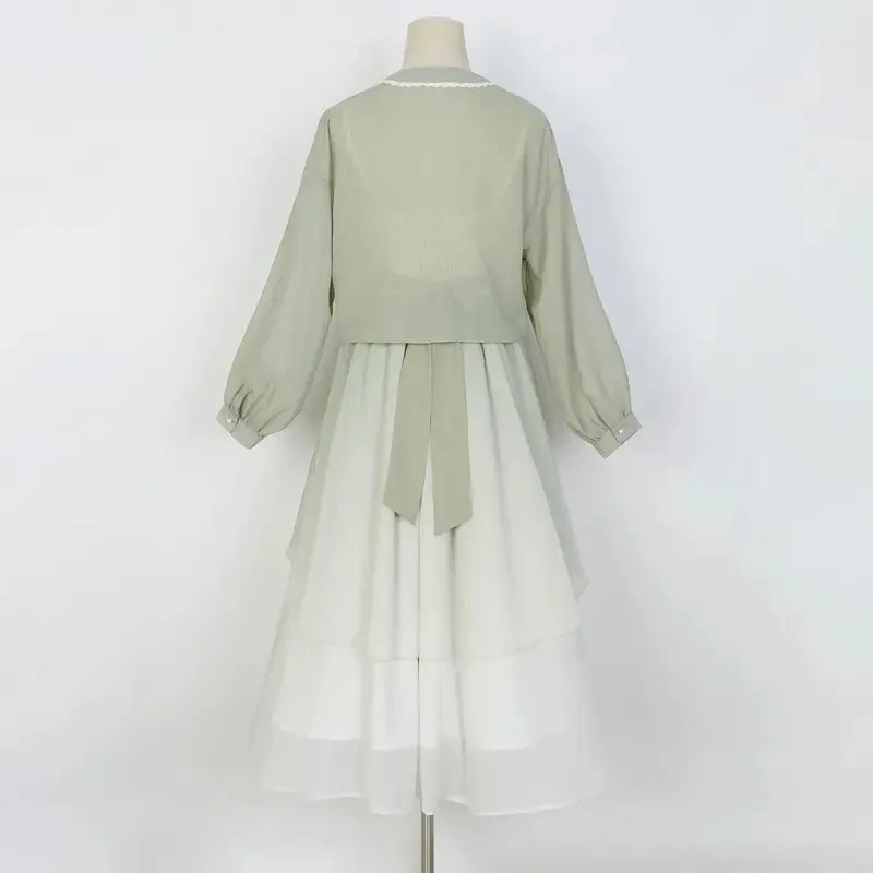 Cy [مجموعة الأوركيد] تحسين النمط الصيني هان عنصر طول الصدر Hanfu أعلى الرافعة مجموعة فستان بكم طويل Hanfu لوليتا الرأس