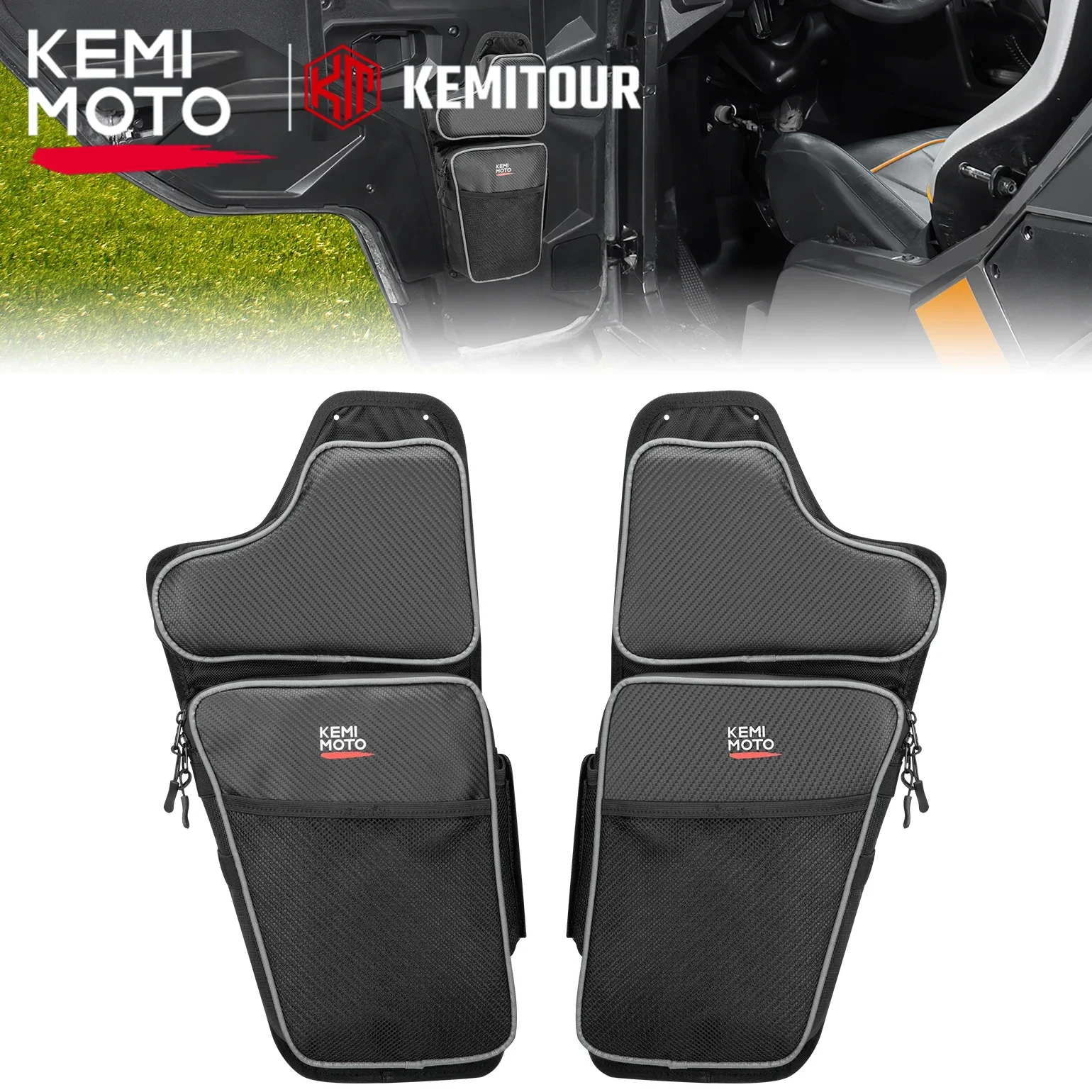 

KEMIMOTO UTV Driver Passenger Side Front Lower Door Bags with Knee Pad Compatible with Polaris General 1000 / 4 1000 2016-2024