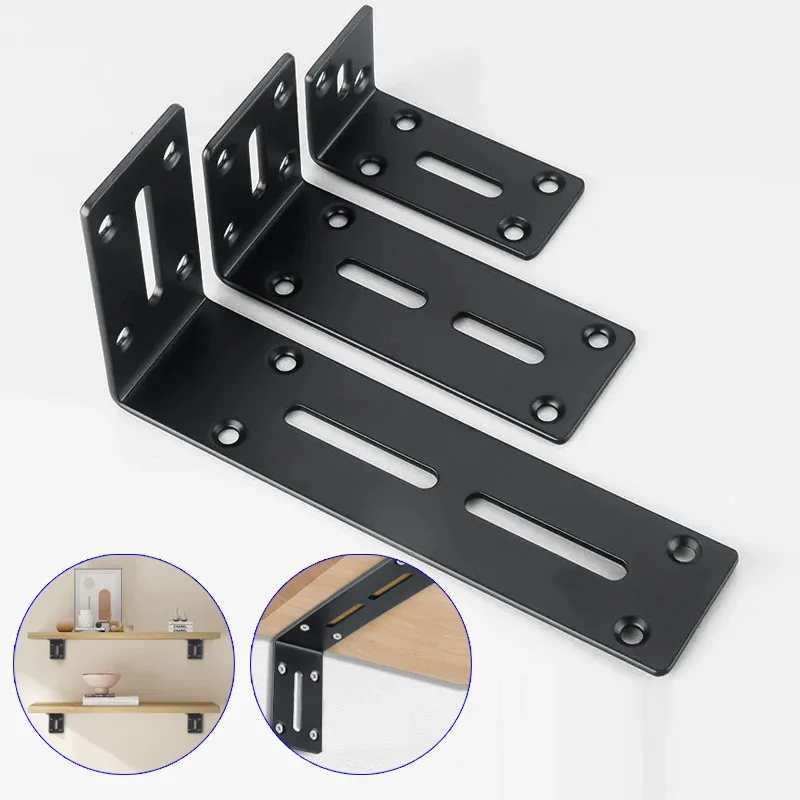 Black L Angle Code, metal adjustable Angle code, slotted Angle bracket for furniture repair shelf Furniture shelf right Angle