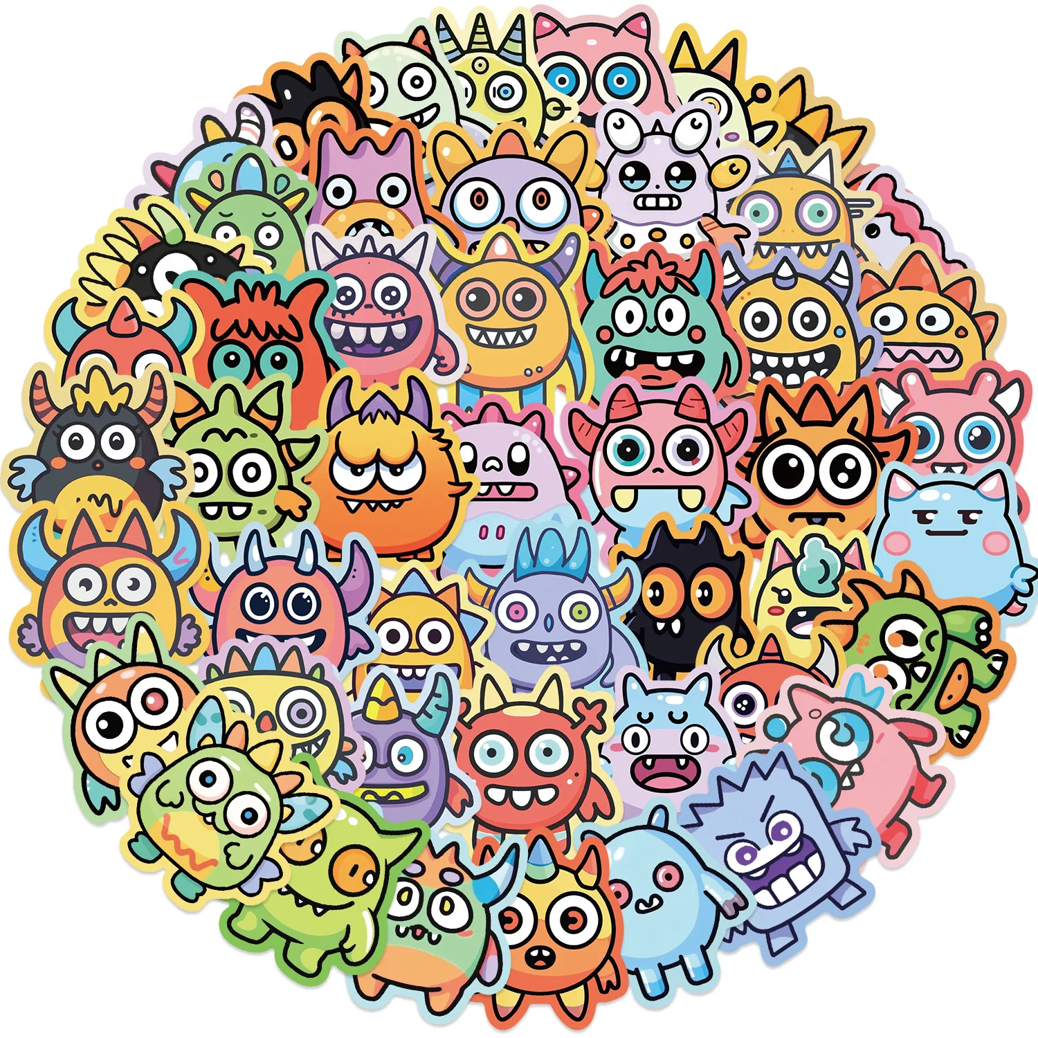 Pegatinas monstruos niños – Pack 50 uds. resistente agua diseño variados - imagen 2