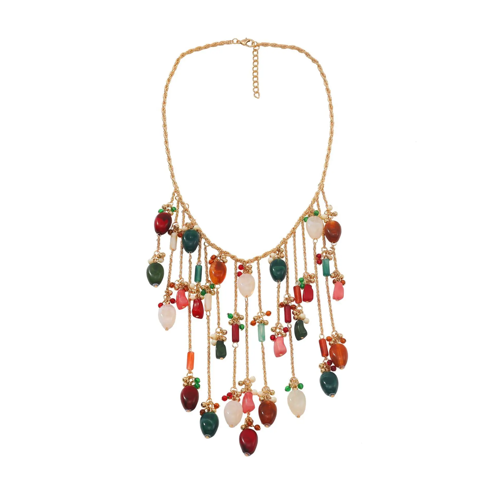 ZAA Personality Stone Beads Waterfall Long Tassels Necklaces for Women Fashion Jewelry Neck Accessories 2025 Trend New