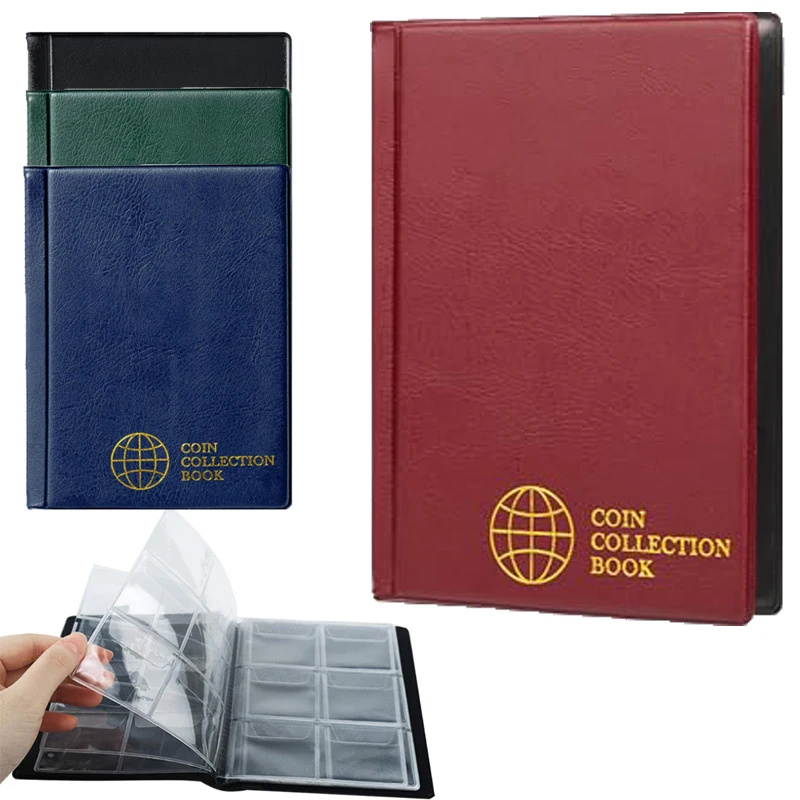 

60 Pocket Coin Collection Bookshelf Display Organiser for Collectors Coin Storage Organiser Coin Collection Album Money Bag