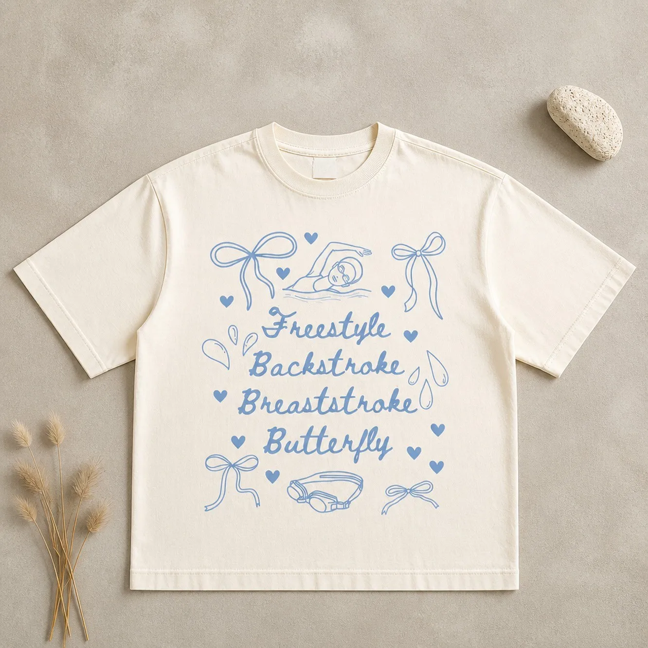 Camiseta de equipo de natación estilo dibujo a mano, regalo para nadadores, camiseta de natación con lazo coqueta y diseño de dibujo, estilo libre, espalda, pecho, mariposa.