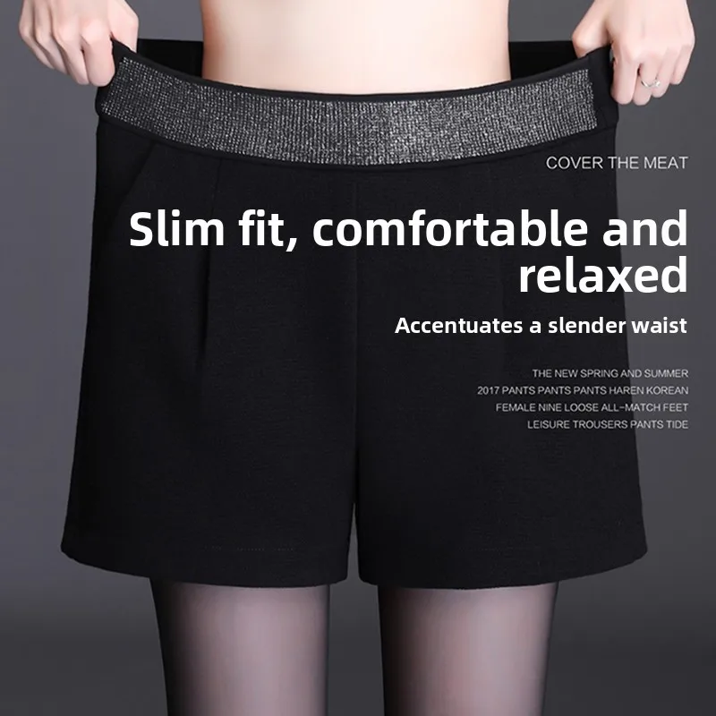 Damskie spodnie z szerokimi nogawkami z wełny, z wysokim stanem, na jesień i zimę, elastyczna talia, odzież wierzchnia, uniwersalne spodnie bootcut.