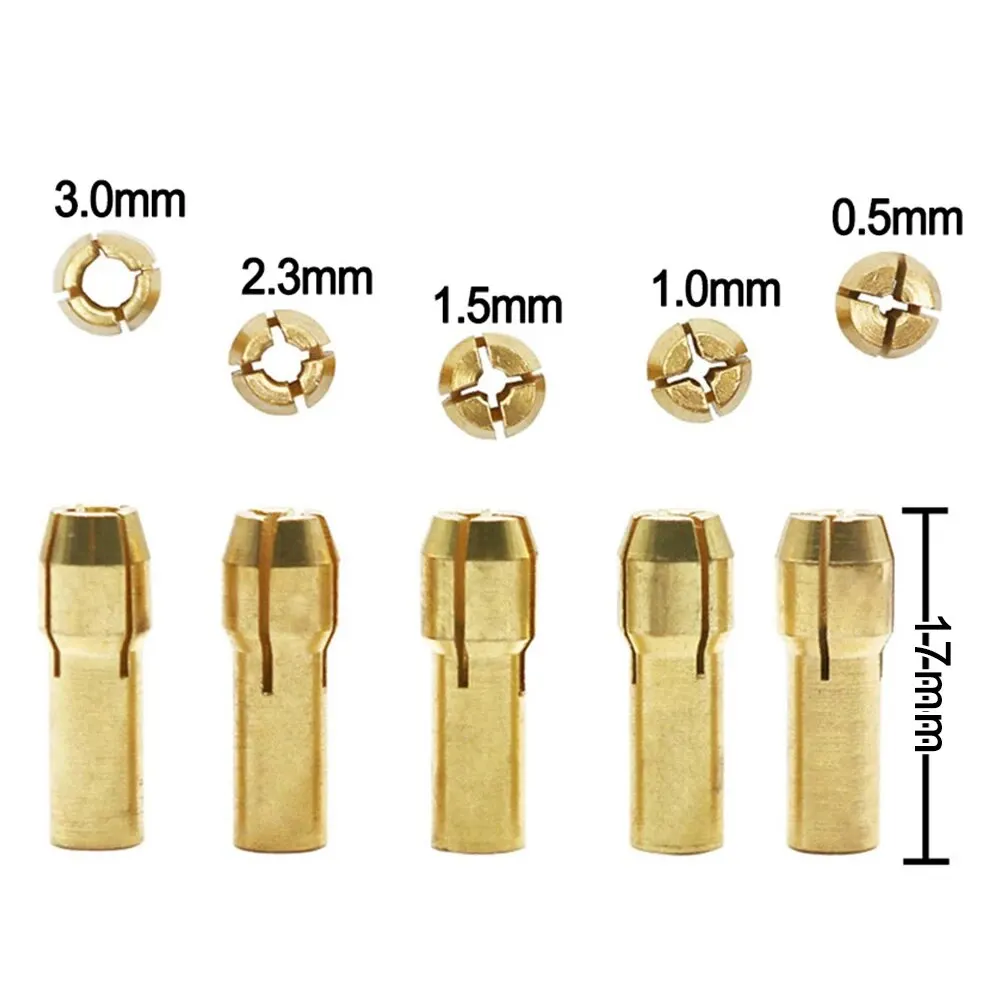 6 Piece Set Hole Diameter 1.0-3.0mm Brass Center Shaft Drill Chuck Set Small Motor Electric Drill Accessory Tool Set