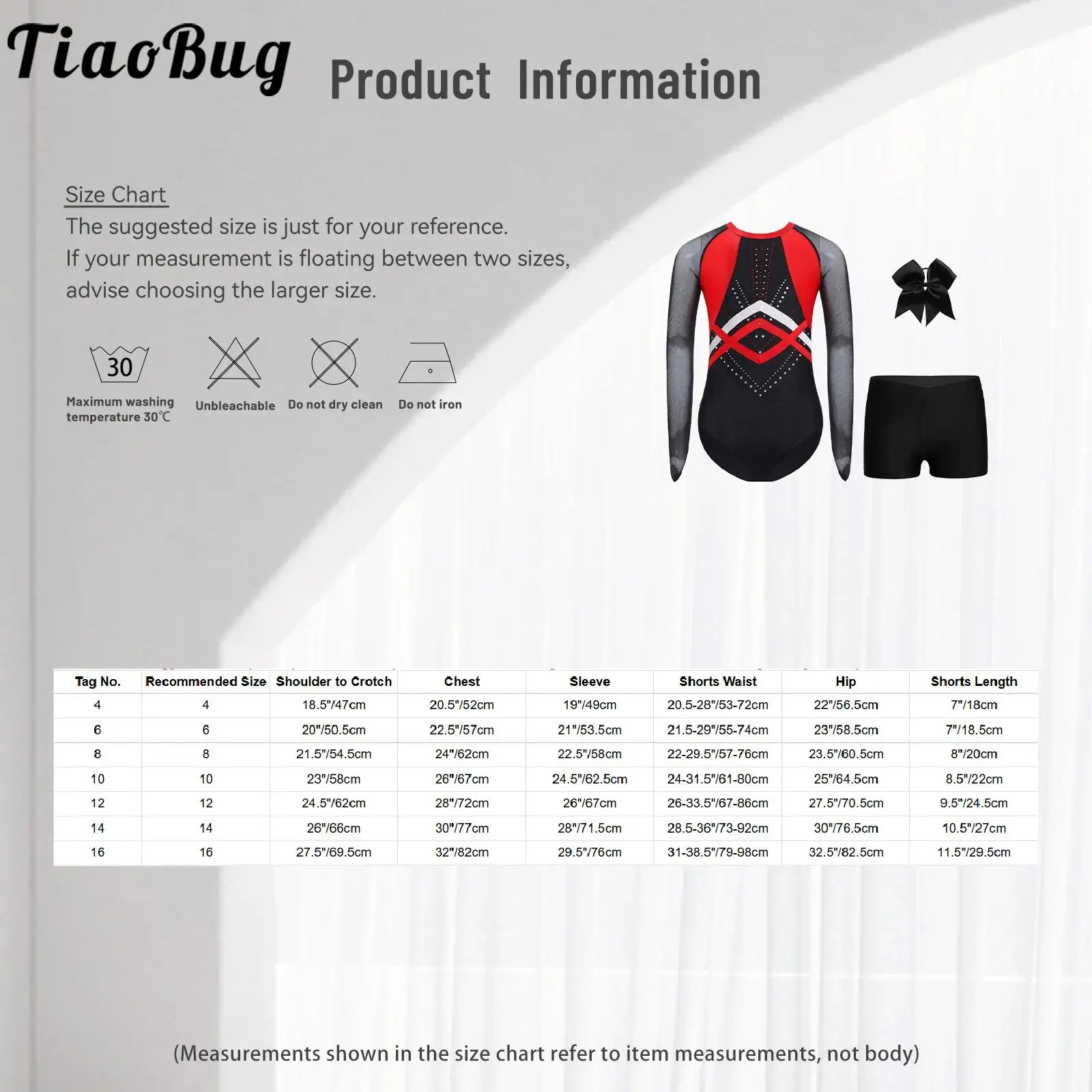 

Girls Rhythmic Dance Gymnastics Outfit Sheer Mesh Long Sleeve Color Block Rhinestones Leotards and Shorts Headwear Skating Sets