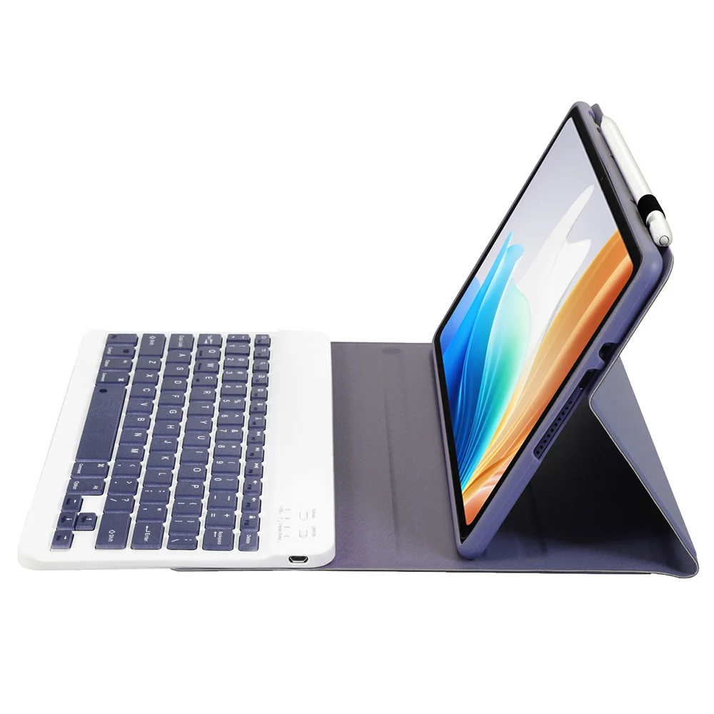 คีย์บอร์ด OP14 สําหรับ Oppo Pad Neo / Pad Air 2 / OnePlus Pad Go เคสแท็บเล็ตหนังพร้อมคีย์บอร์ดที่รองรับ Bluetooth - สีม่วง